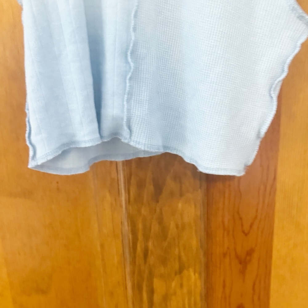 American Eagle Ladybug Babydoll Tee Womens Sz Medium Light Blue Cropped Tank Top - Picture 2 of 8